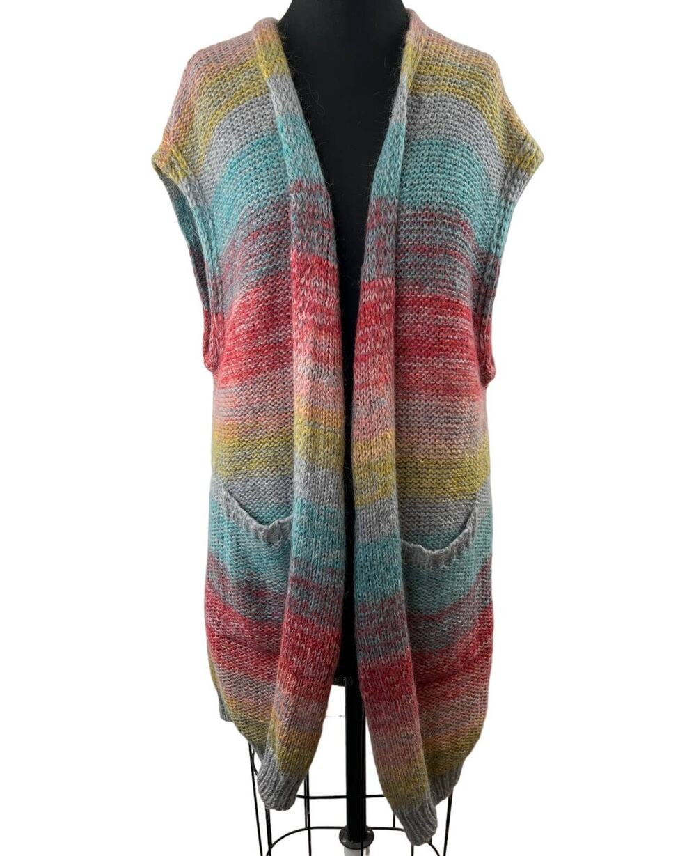 Anthropologie MOTH Rinda Gradient Stripe Long Open Front Mohair Cardigan XS/S